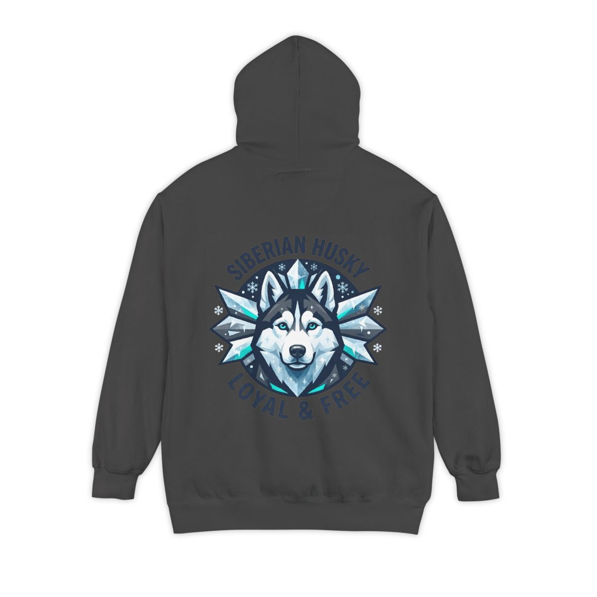 Color: Pepper | Siberian Husky Loyal & Free Garment-Dyed Hoodie