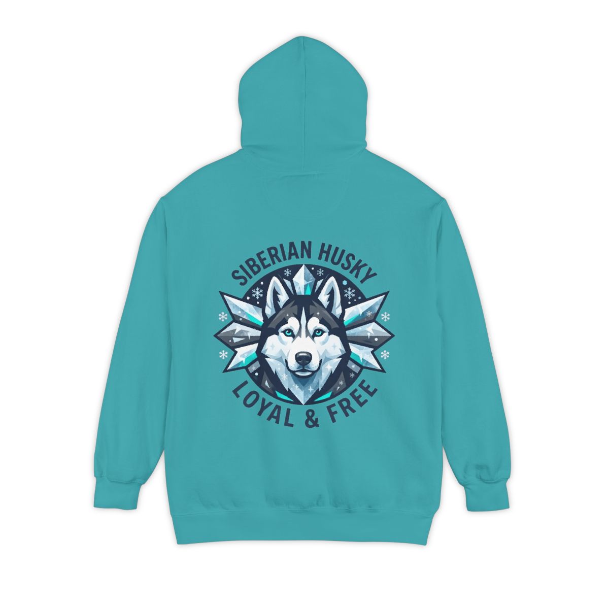 Color: Seafoam | Siberian Husky Loyal & Free Garment-Dyed Hoodie