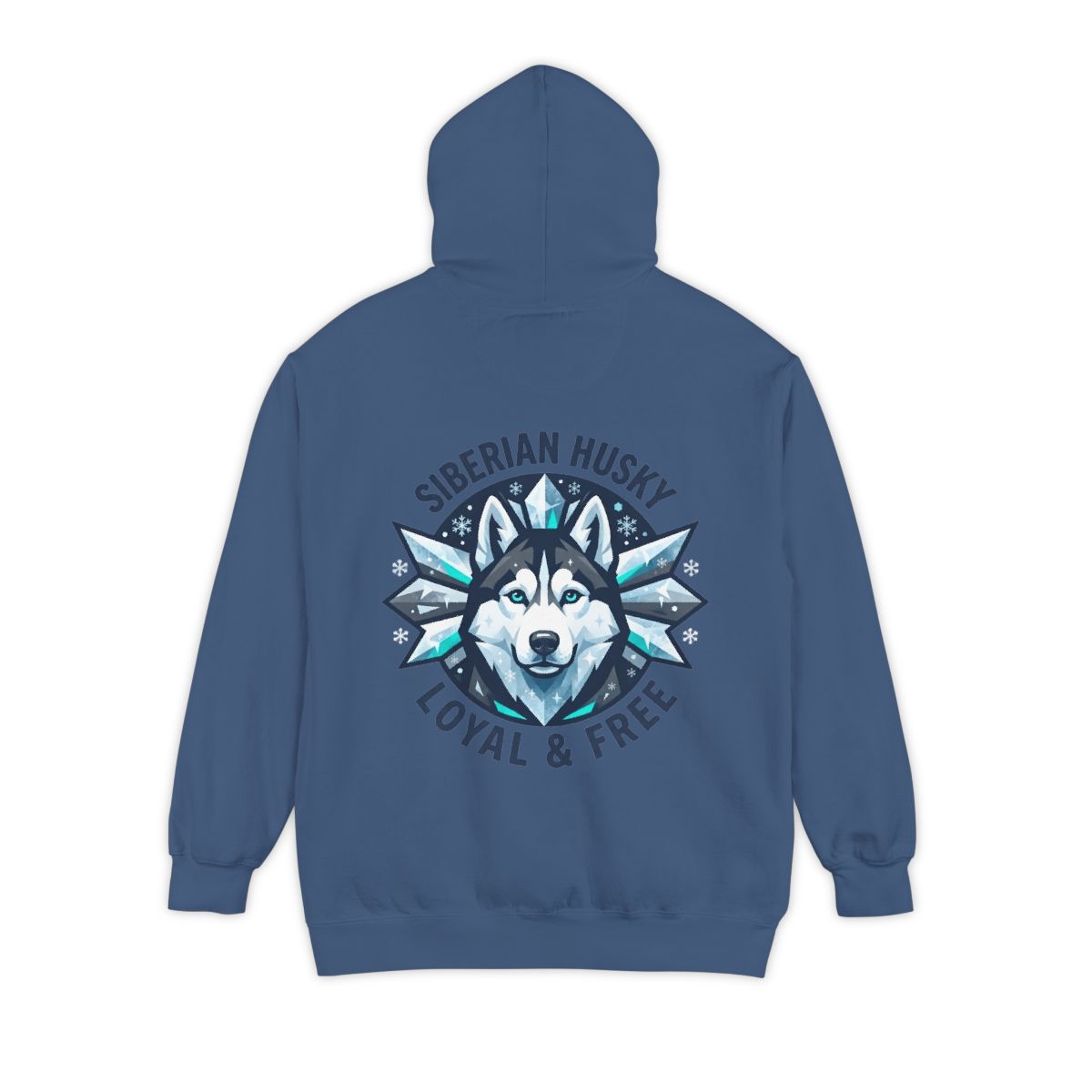 Color: True Navy | Siberian Husky Loyal & Free Garment-Dyed Hoodie