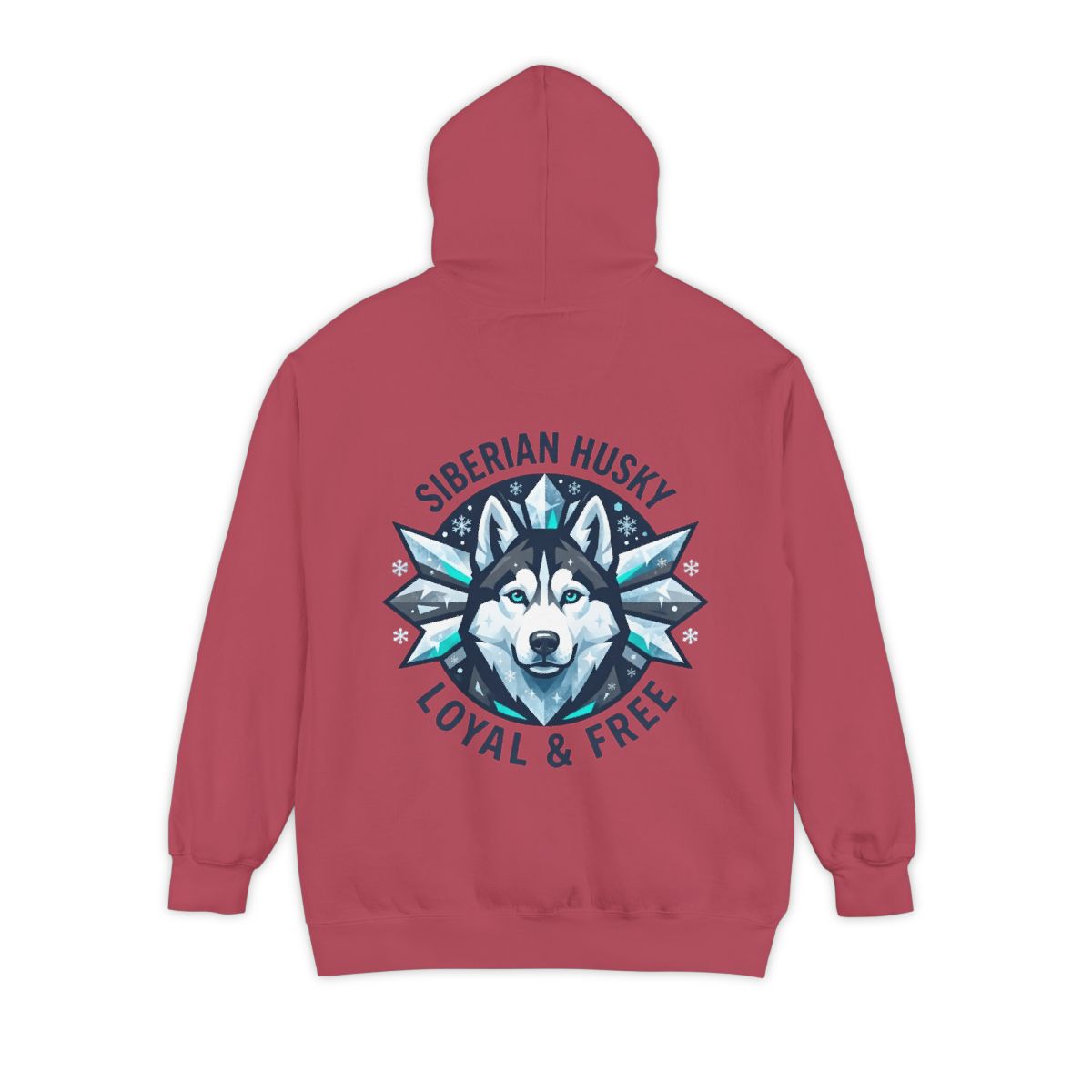 Color: Crimson | Siberian Husky Loyal & Free Garment-Dyed Hoodie
