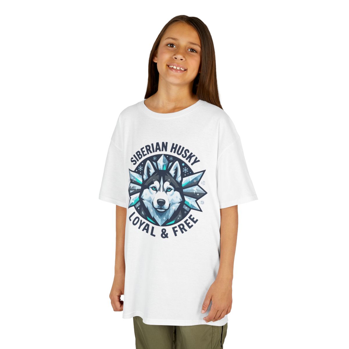 Color: White | Siberian Husky Loyal & Free Kids Tee