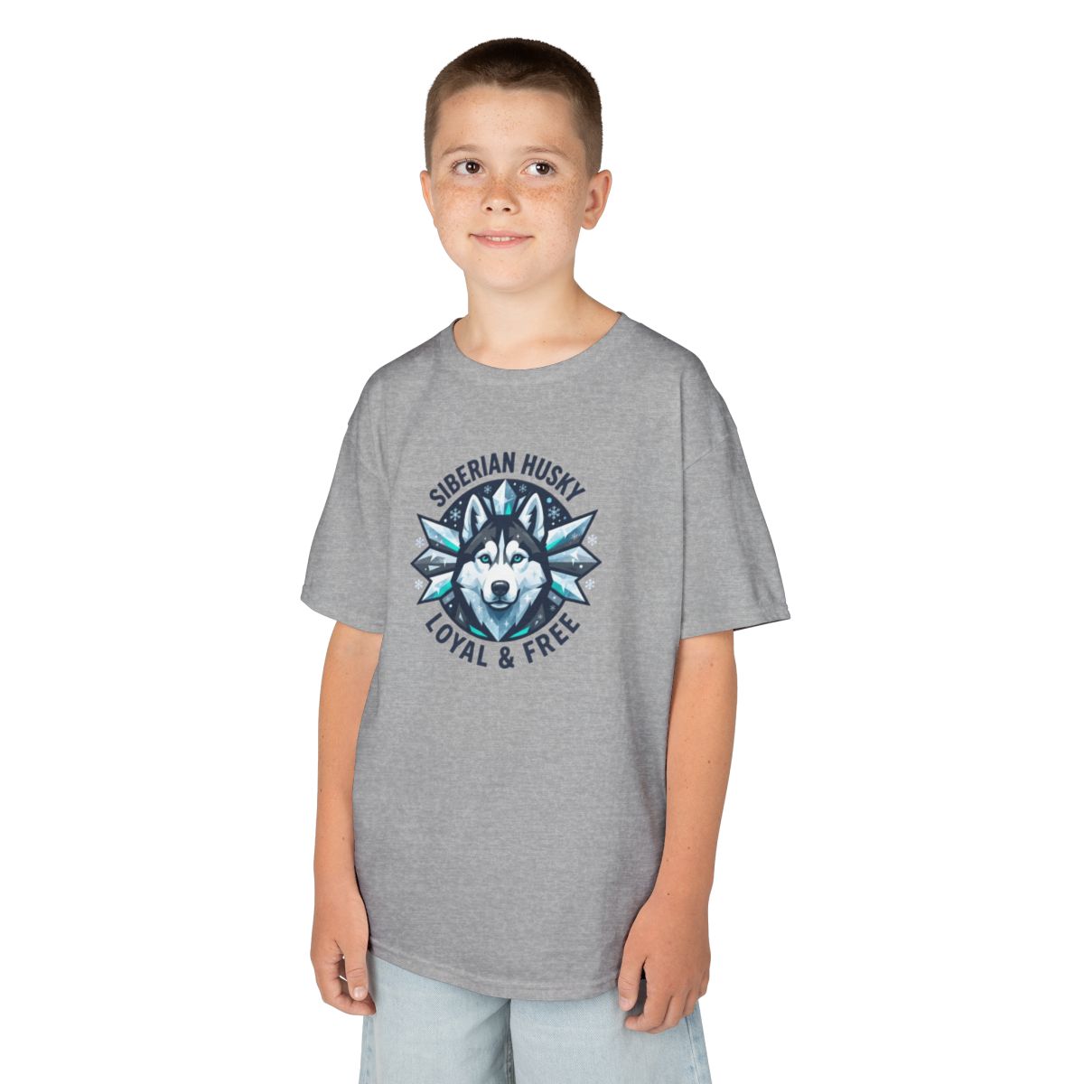 Color: Sport Grey | Siberian Husky Loyal & Free Kids Tee