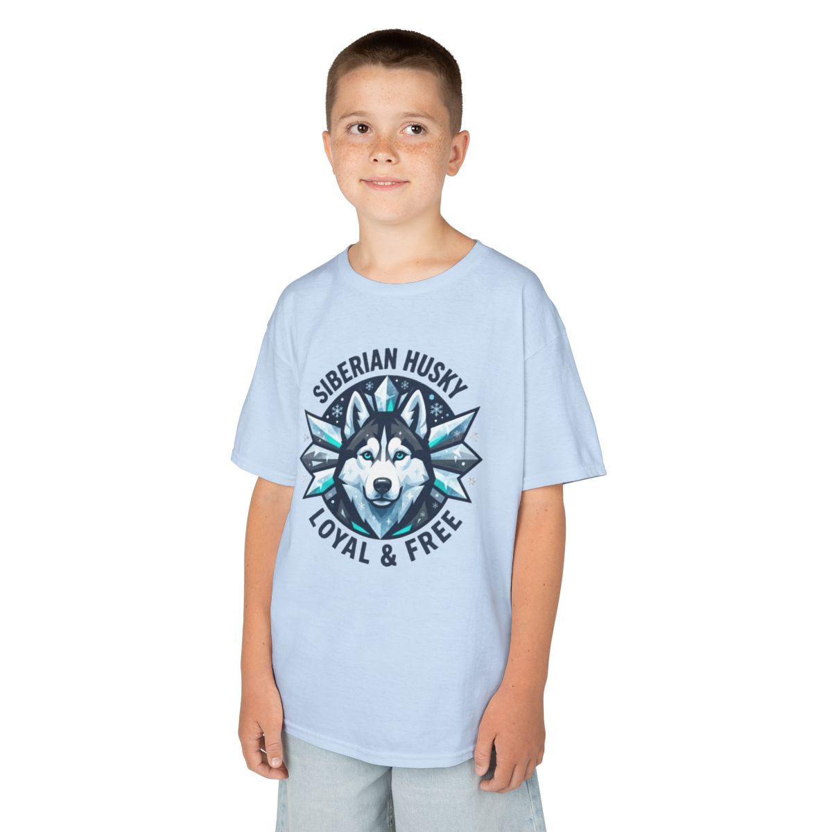 Color: Light Blue | Siberian Husky Loyal & Free Kids Tee