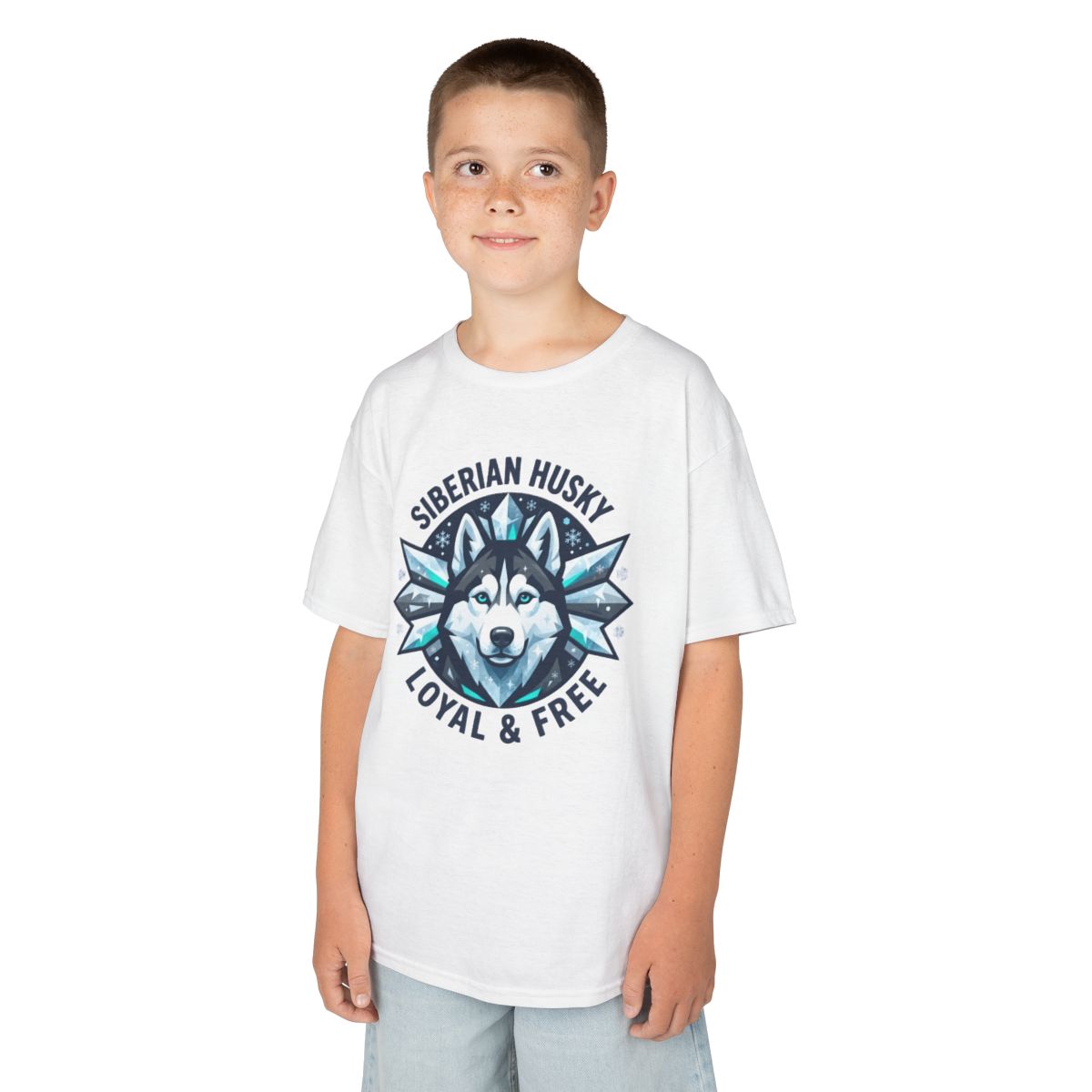 Color: White | Siberian Husky Loyal & Free Kids Tee