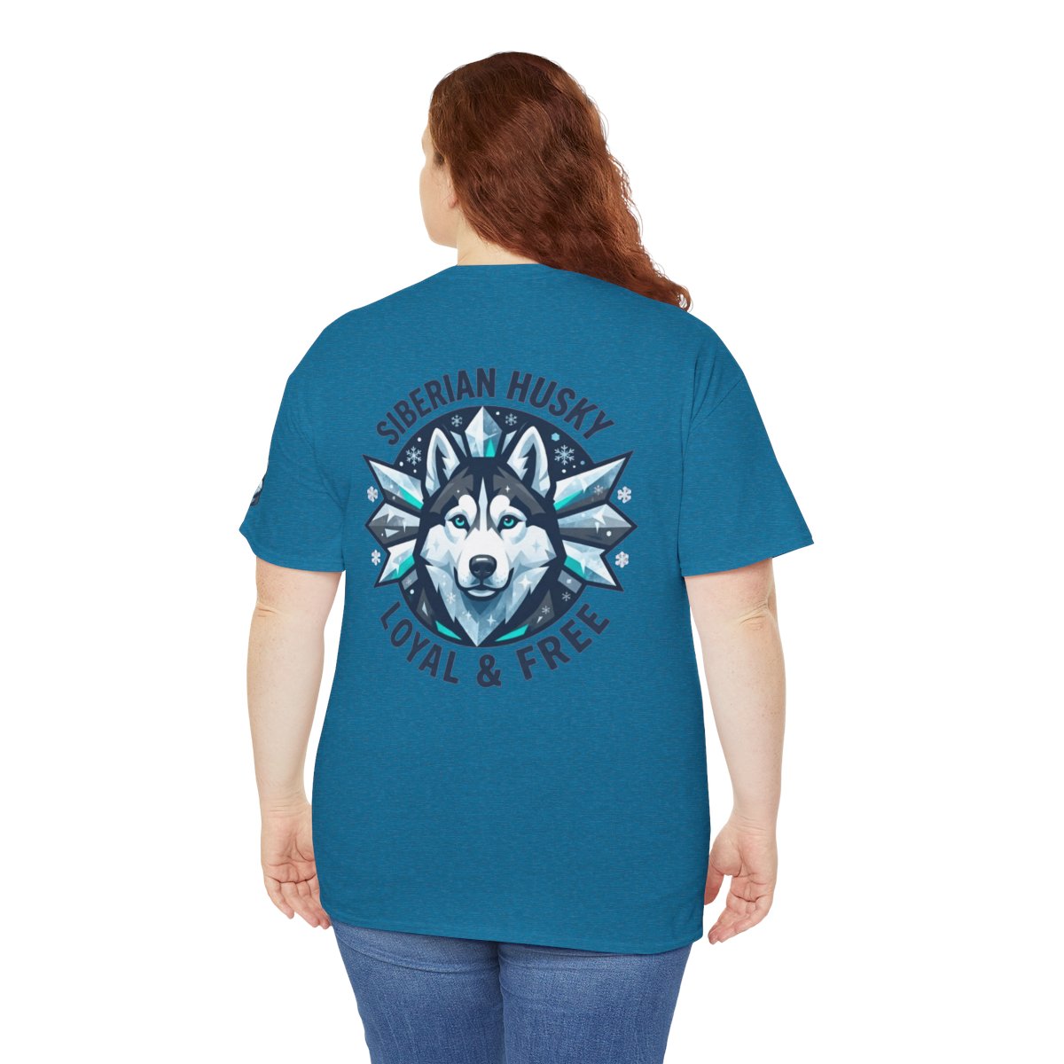 Color: Antique Sapphire | Siberian Husky Loyal & Free Premium Graphic Tee