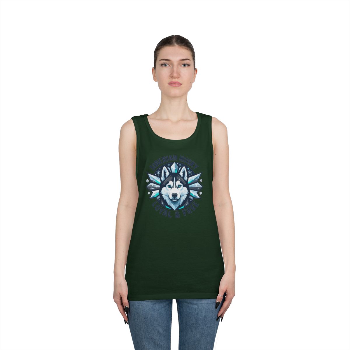 Color: Forest Green | Siberian Husky Loyal & Free Tank Top