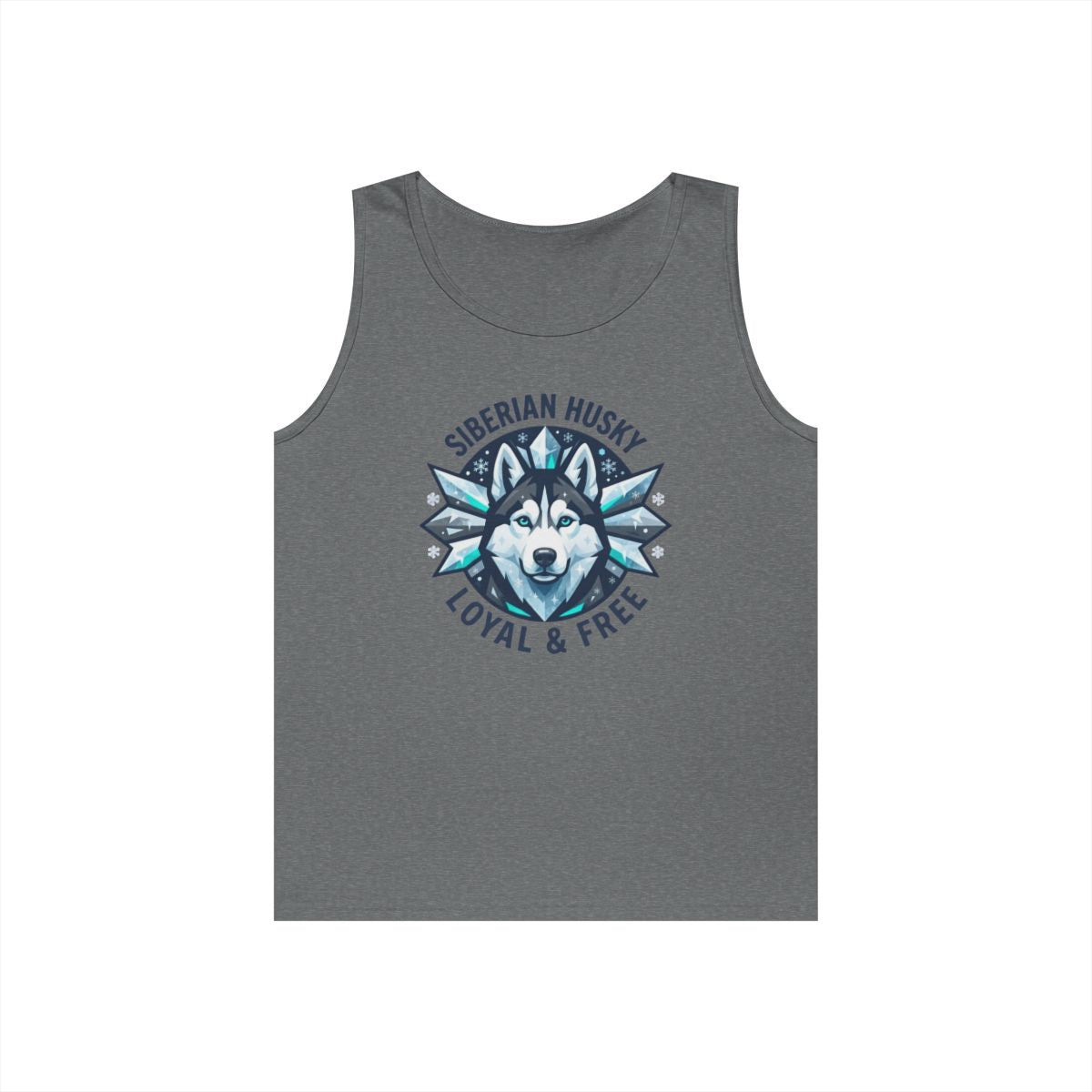 Color: Graphite Heather | Siberian Husky Loyal & Free Tank Top