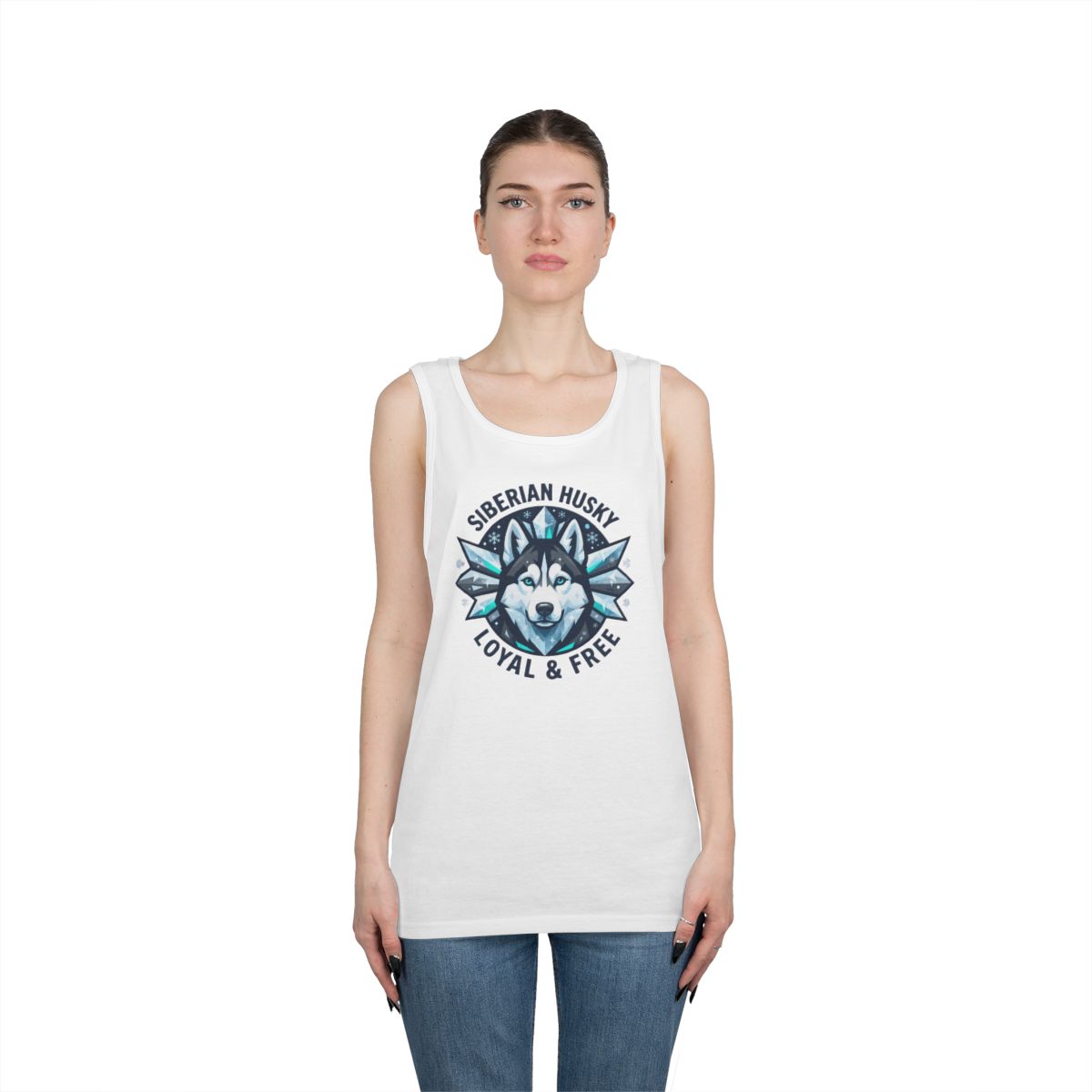 Color: White | Siberian Husky Loyal & Free Tank Top