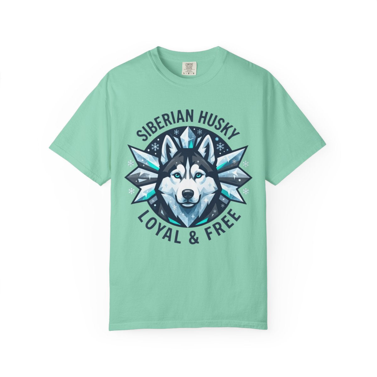 Color: Island Reef | Siberian Husky Loyal & Free Unisex Garment-Dyed Tee
