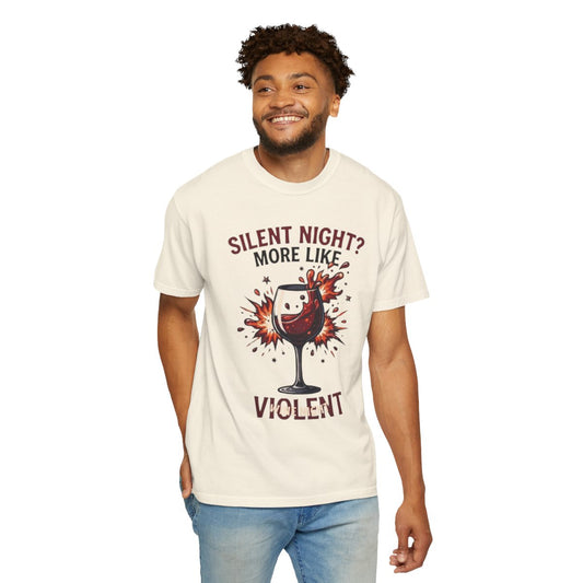 Color: Ivory | Silent Night - Violent Wine Night Unisex Garment-Dyed Tee