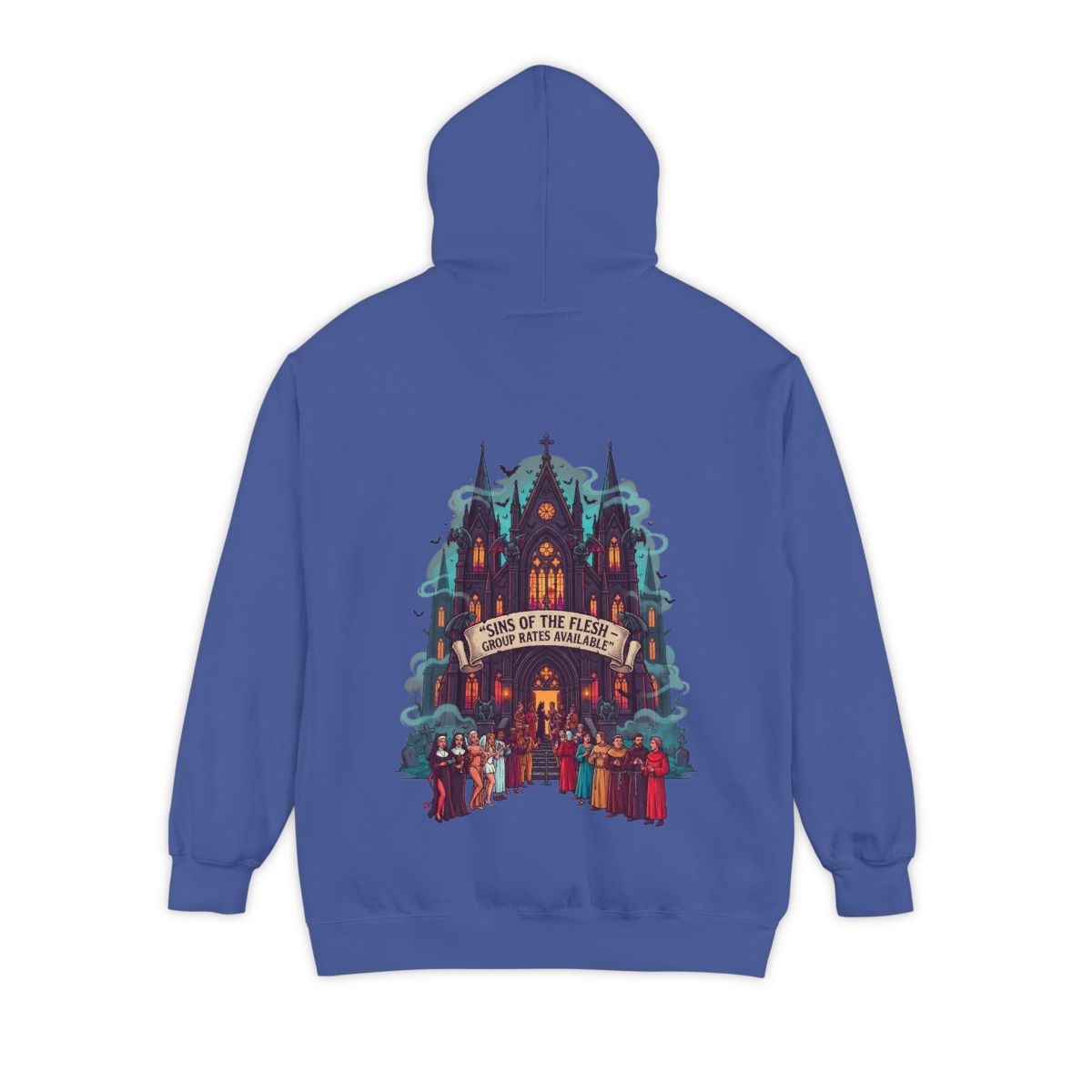 Color: Flo Blue | Sins of The Flesh Group Rates Garment-Dyed Hoodie