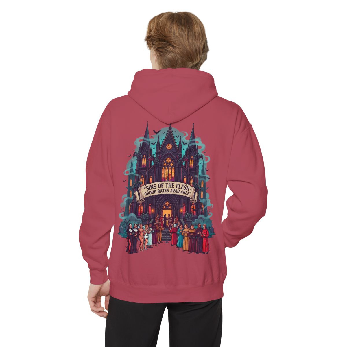 Color: Crimson | Sins of The Flesh Group Rates Garment-Dyed Hoodie