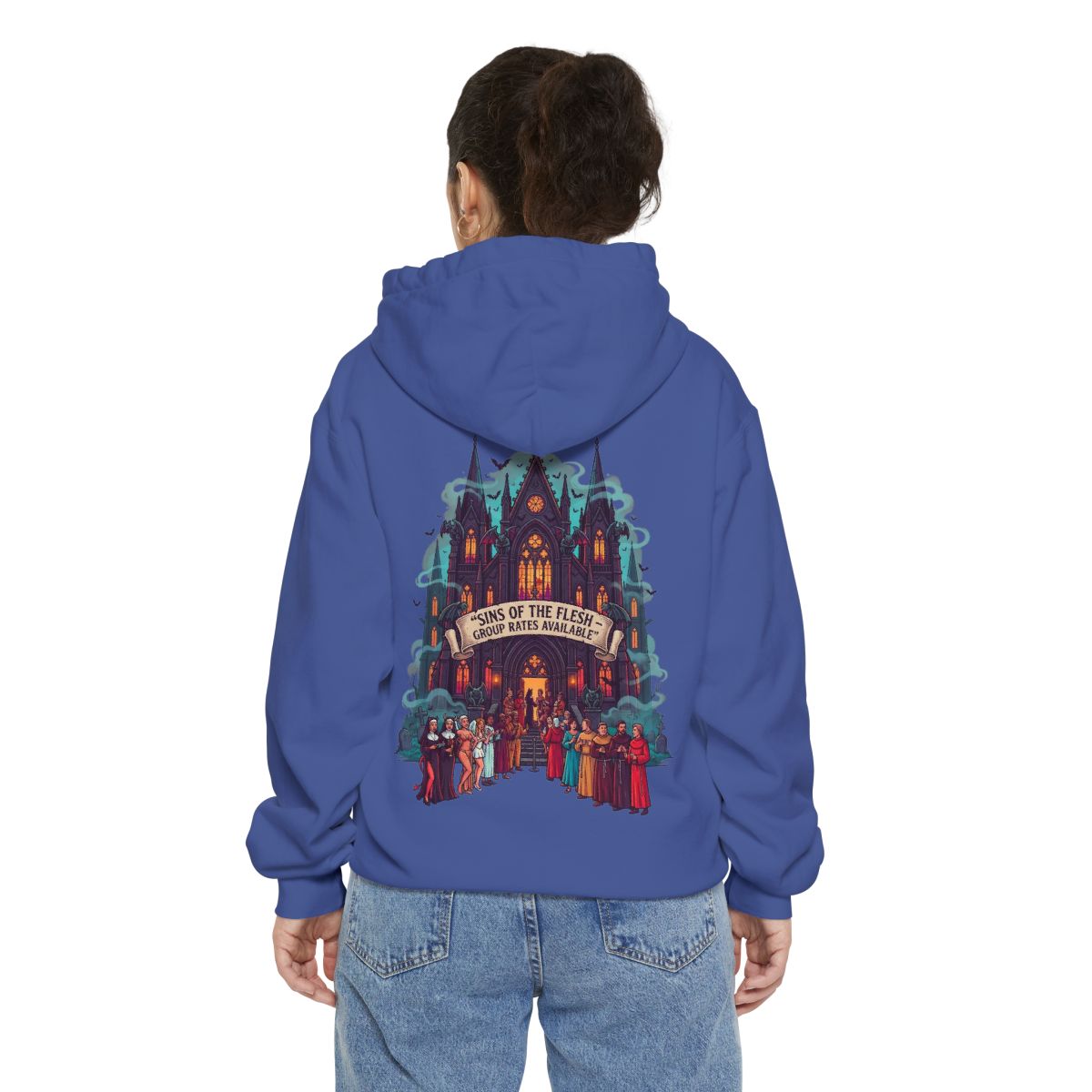 Color: Flo Blue | Sins of The Flesh Group Rates Garment-Dyed Hoodie
