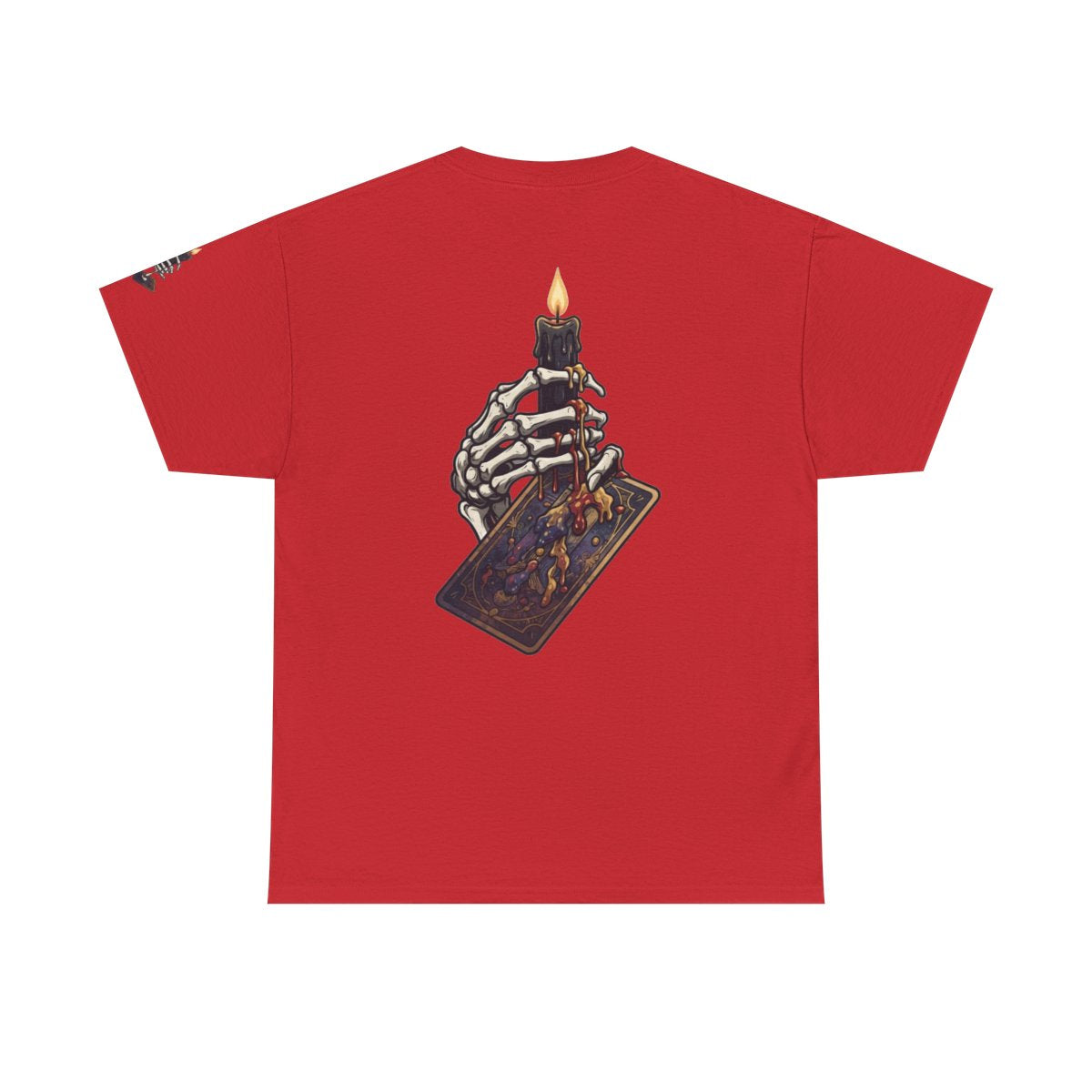 Color: Red | Skeletal Hand And Tarot Card Premium Graphic Tee