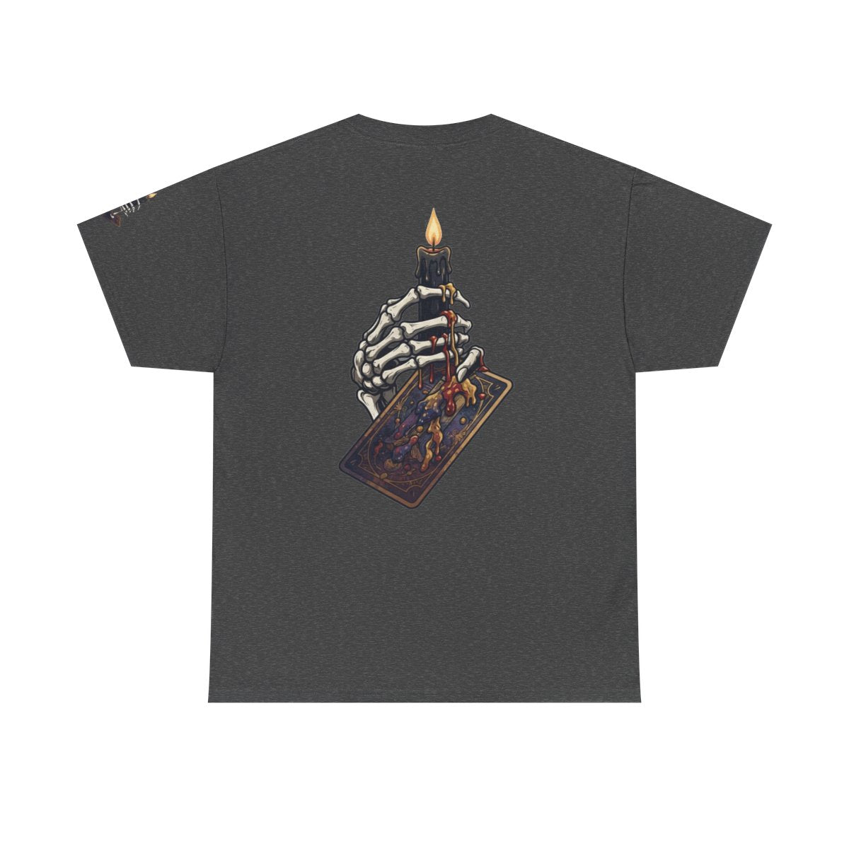 Color: Dark Heather | Skeletal Hand And Tarot Card Premium Graphic Tee