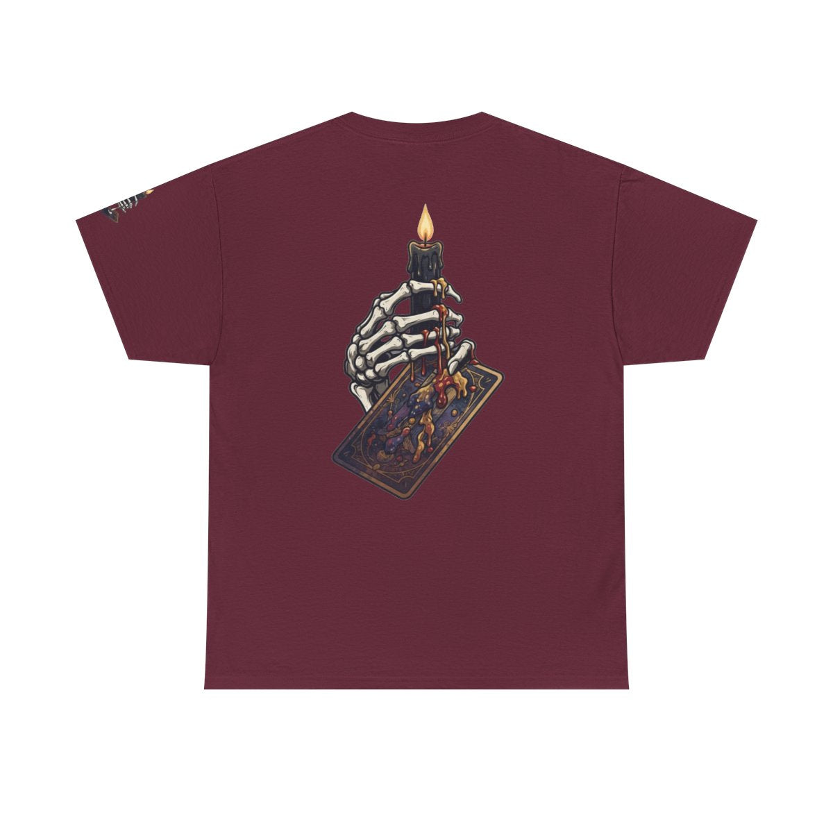 Color: Maroon | Skeletal Hand And Tarot Card Premium Graphic Tee