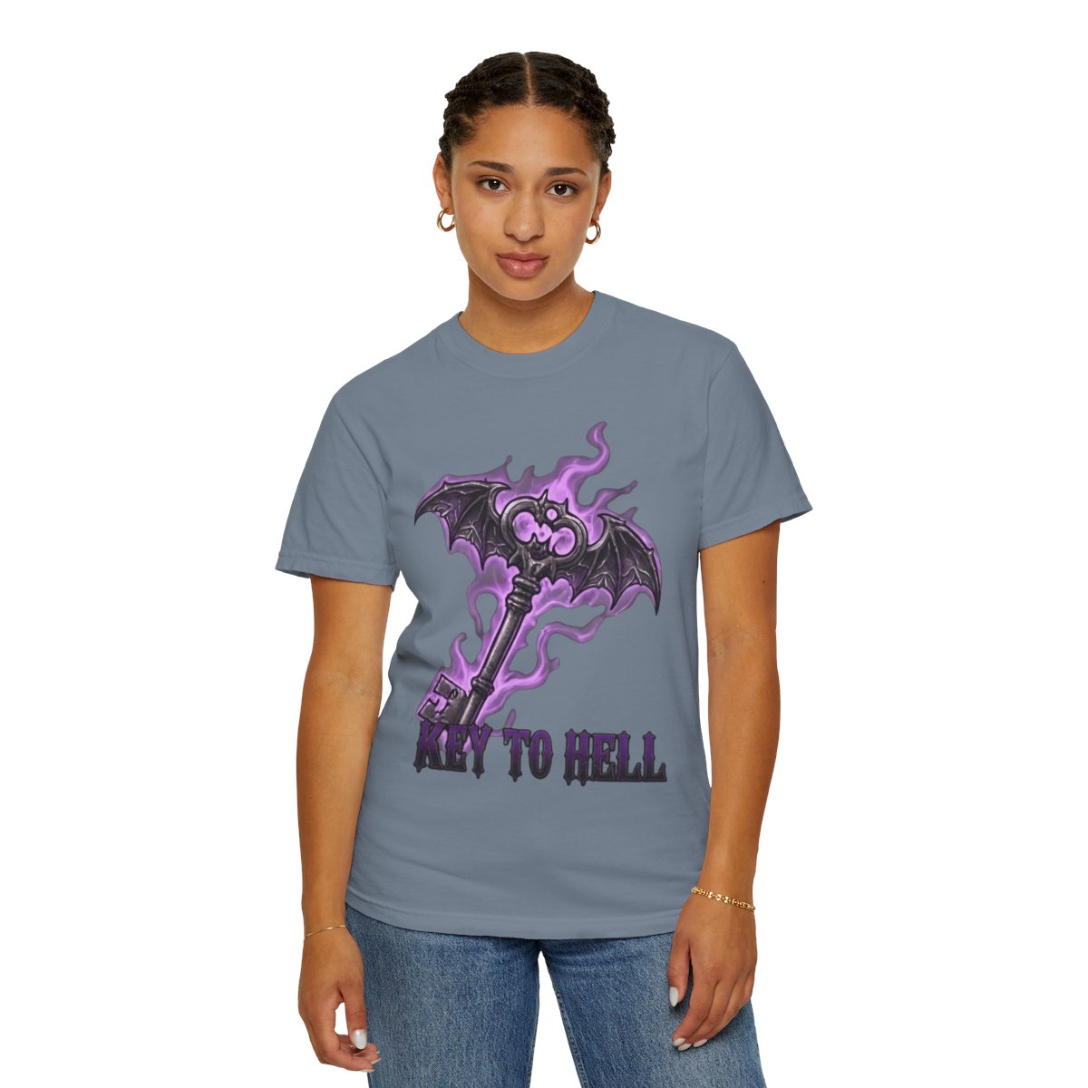Color: Blue Jean | Skeleton Key Unisex Garment-Dyed Tee