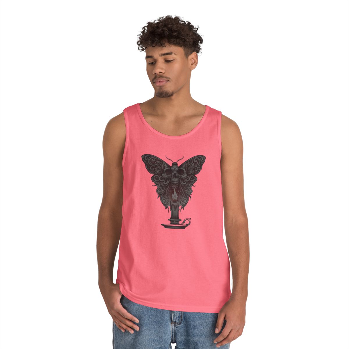 Color: Safety Pink | Skeleton Moth Tank Top