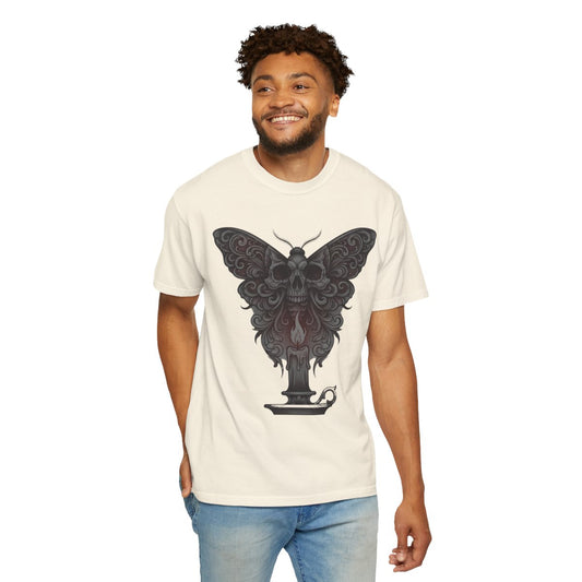 Color: Ivory | Skeleton Moth Unisex Garment-Dyed Tee