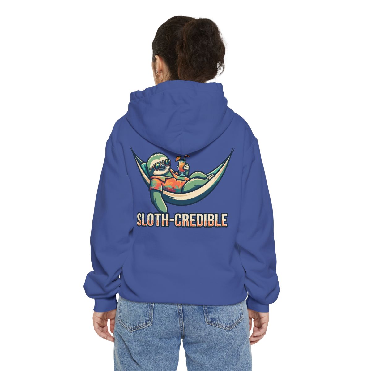 Color: Flo Blue | Sloth Credible Garment-Dyed Hoodie