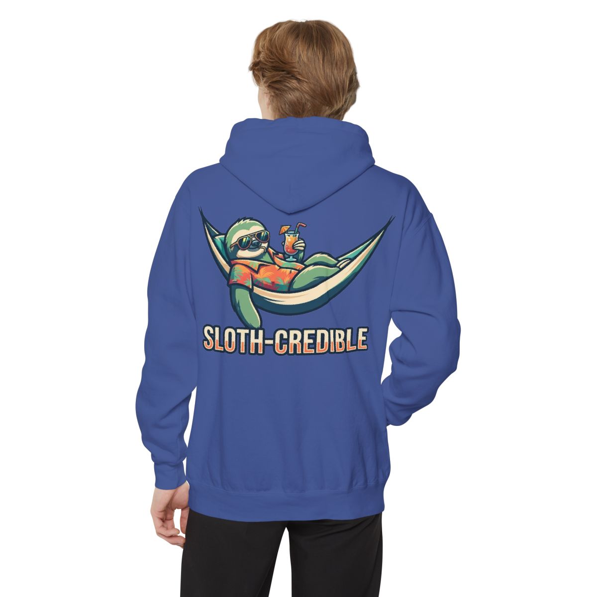 Color: Flo Blue | Sloth Credible Garment-Dyed Hoodie