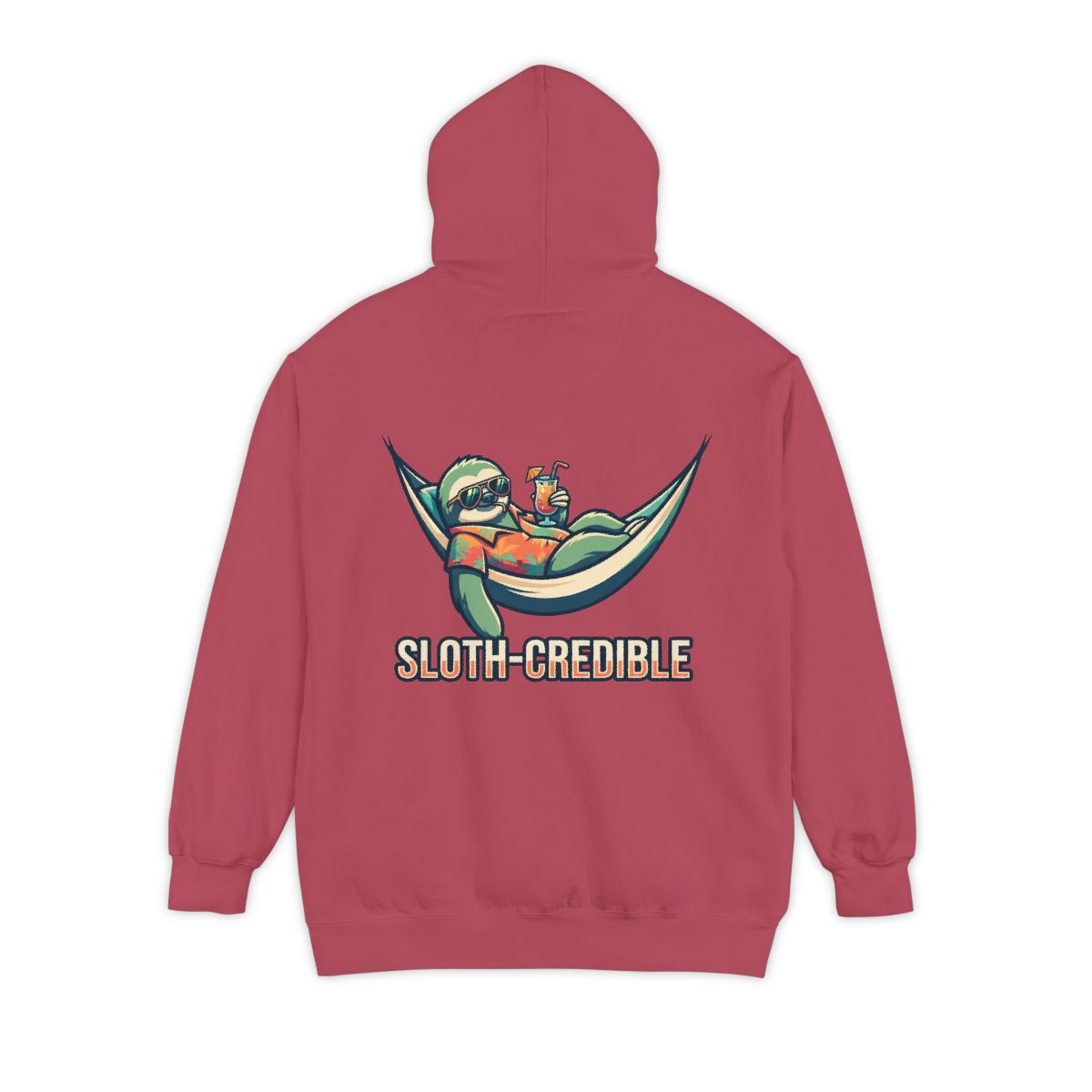 Color: Crimson | Sloth Credible Garment-Dyed Hoodie