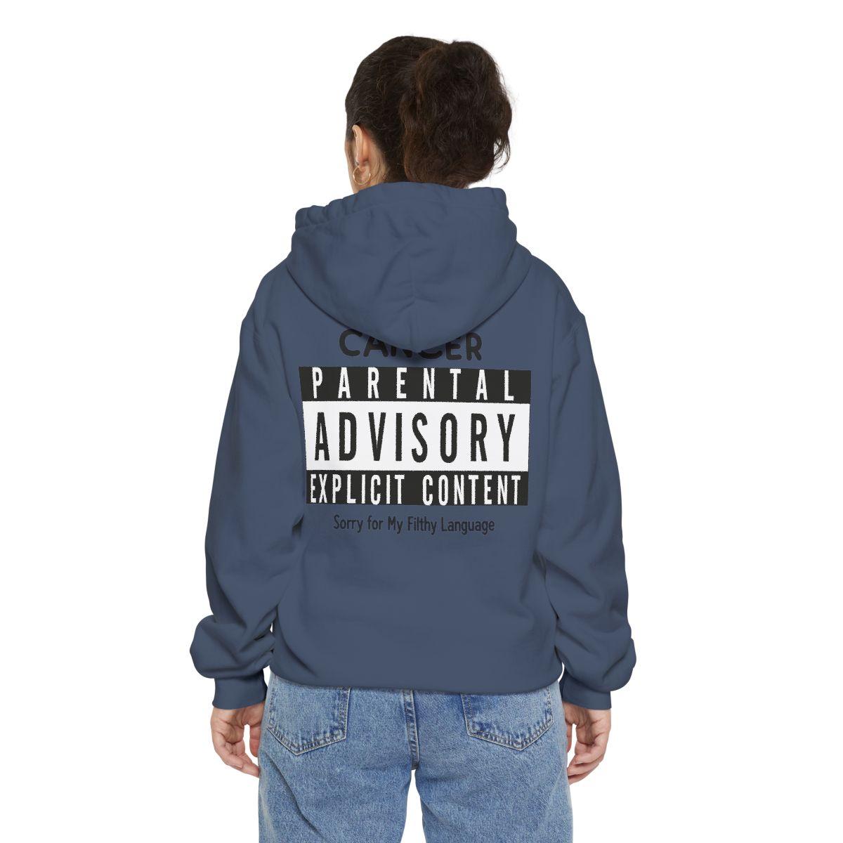 Color: Denim | Sorry For My Filthy Language Garment-Dyed Hoodie
