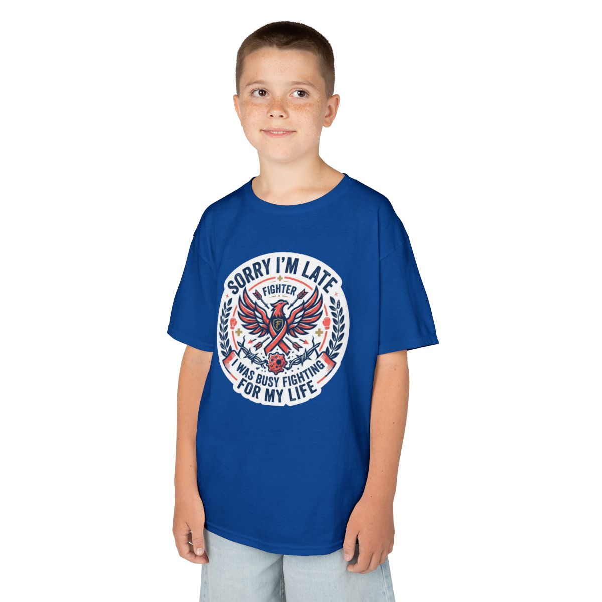 Color: Royal | Sorry I'm Late- Fighting For My Life Kids Tee