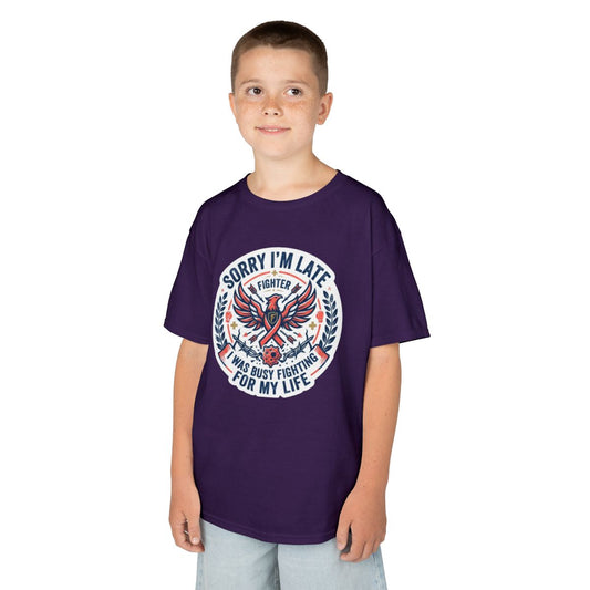 Color: Purple | Sorry I'm Late- Fighting For My Life Kids Tee