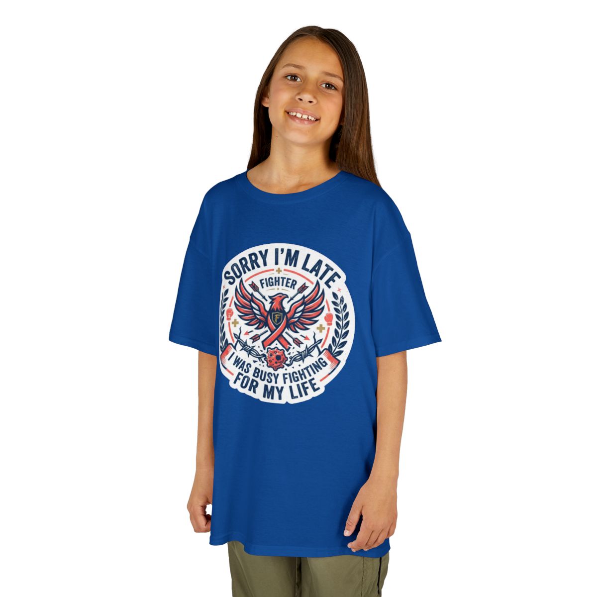 Color: Royal | Sorry I'm Late- Fighting For My Life Kids Tee