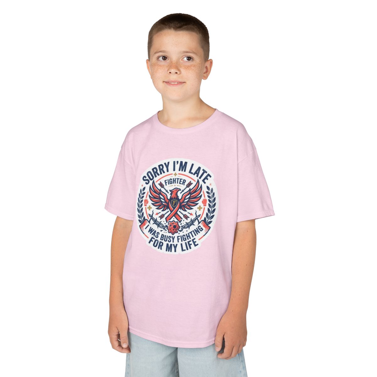 Color: Light Pink | Sorry I'm Late- Fighting For My Life Kids Tee