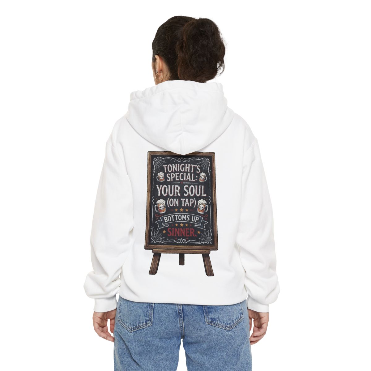 Color: White | Soul On Tap Garment-Dyed Hoodie