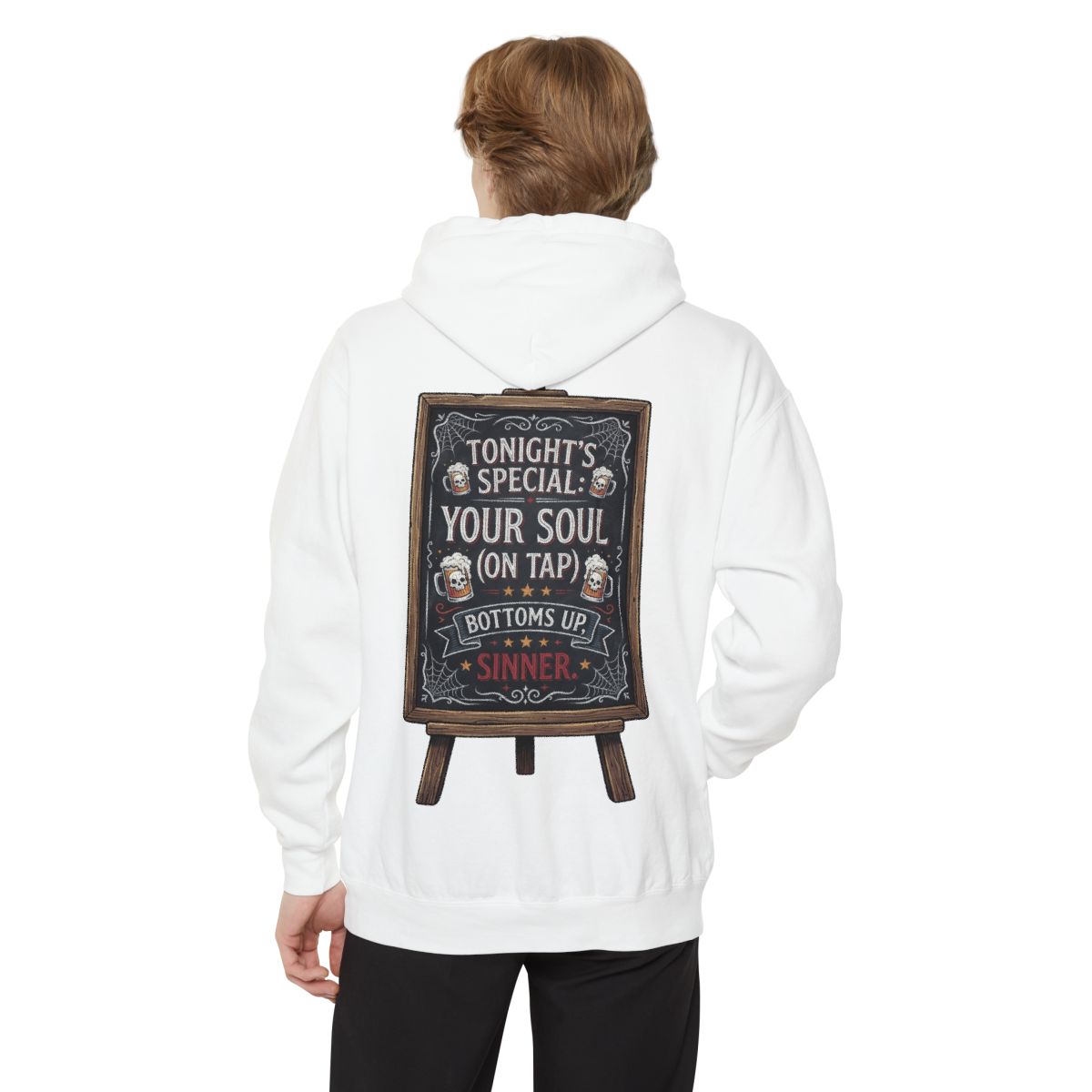 Color: White | Soul On Tap Garment-Dyed Hoodie
