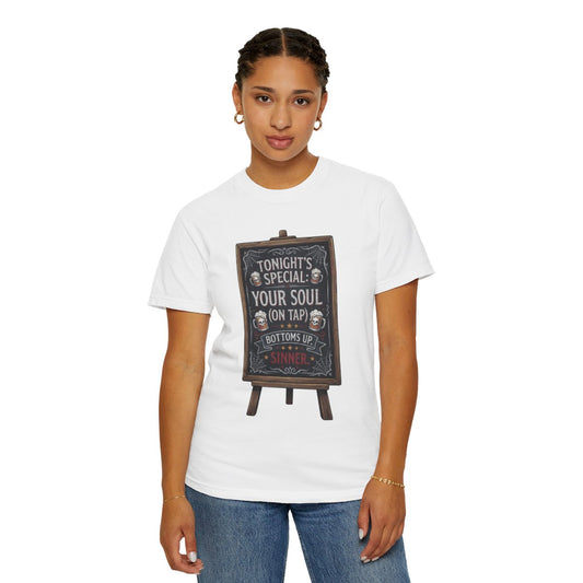 Color: White | Soul On Tap Unisex Garment-Dyed Tee