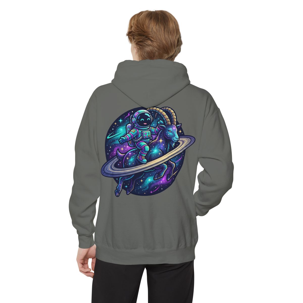 Color: Grey | Space Explorer Capricorn Garment-Dyed Hoodie