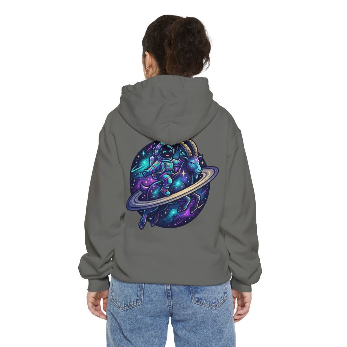 Color: Grey | Space Explorer Capricorn Garment-Dyed Hoodie