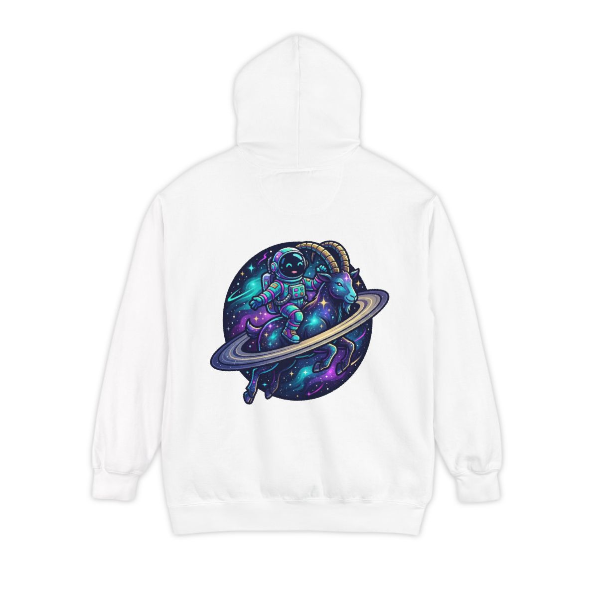 Color: White | Space Explorer Capricorn Garment-Dyed Hoodie