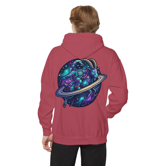 Color: Crimson | Space Explorer Capricorn Garment-Dyed Hoodie