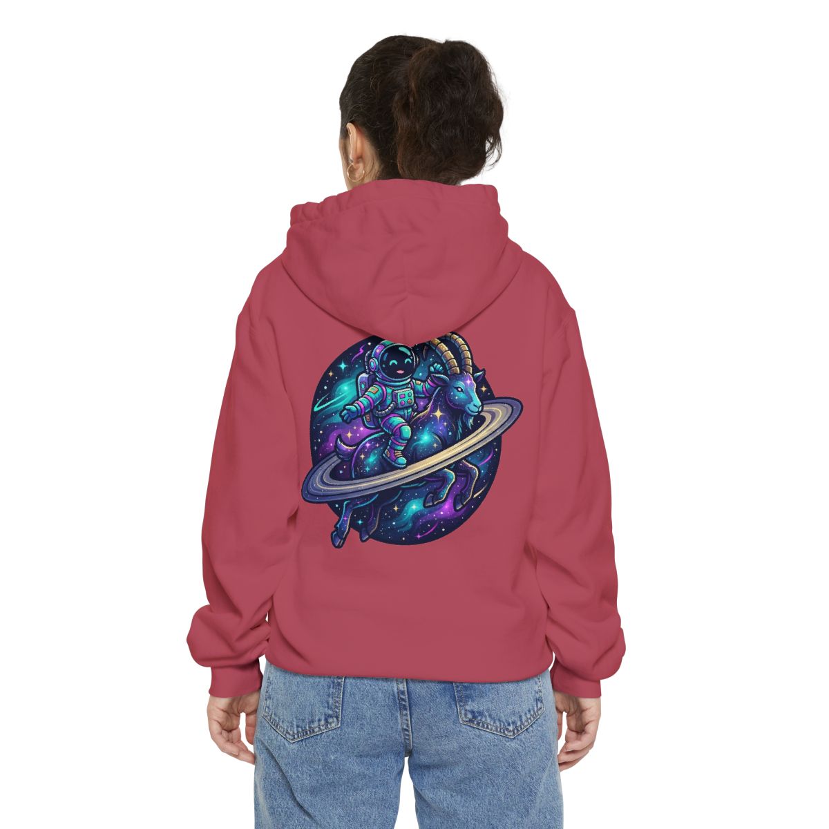 Color: Crimson | Space Explorer Capricorn Garment-Dyed Hoodie