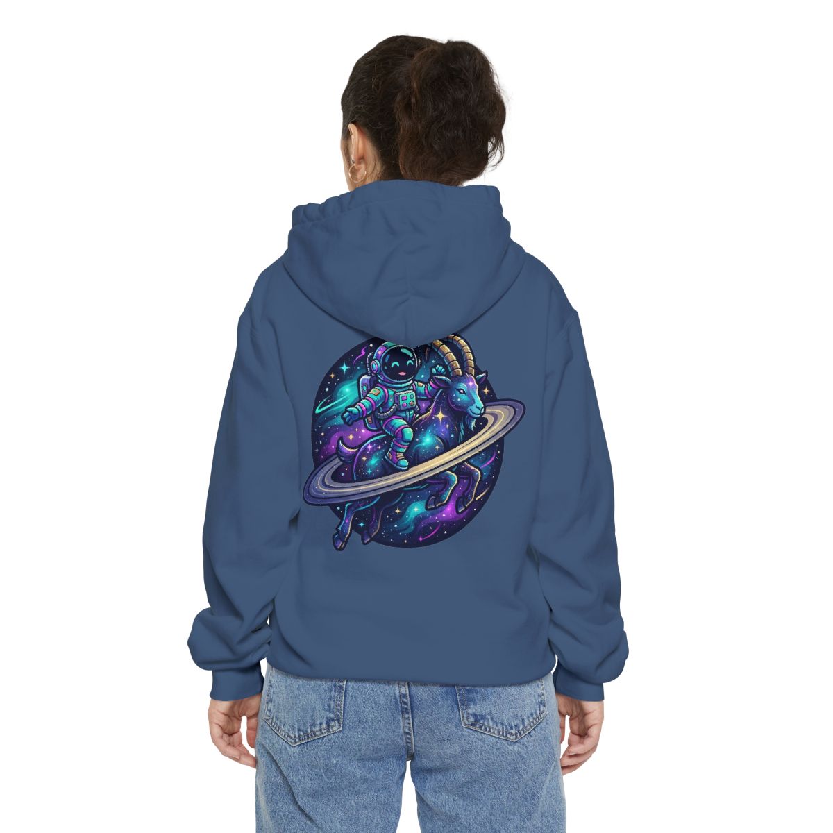 Color: True Navy | Space Explorer Capricorn Garment-Dyed Hoodie
