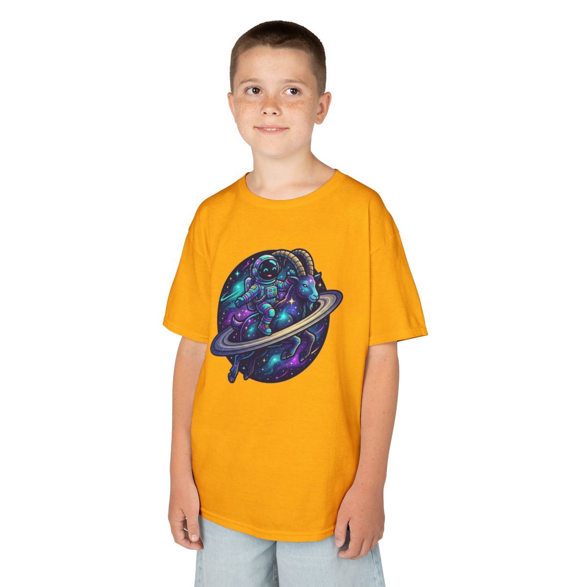 Color: Gold | Space Explorer Capricorn Kids Tee