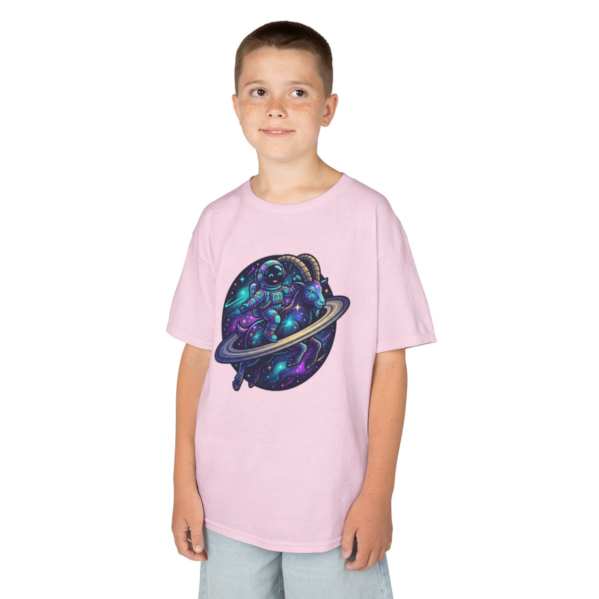 Color: Light Pink | Space Explorer Capricorn Kids Tee