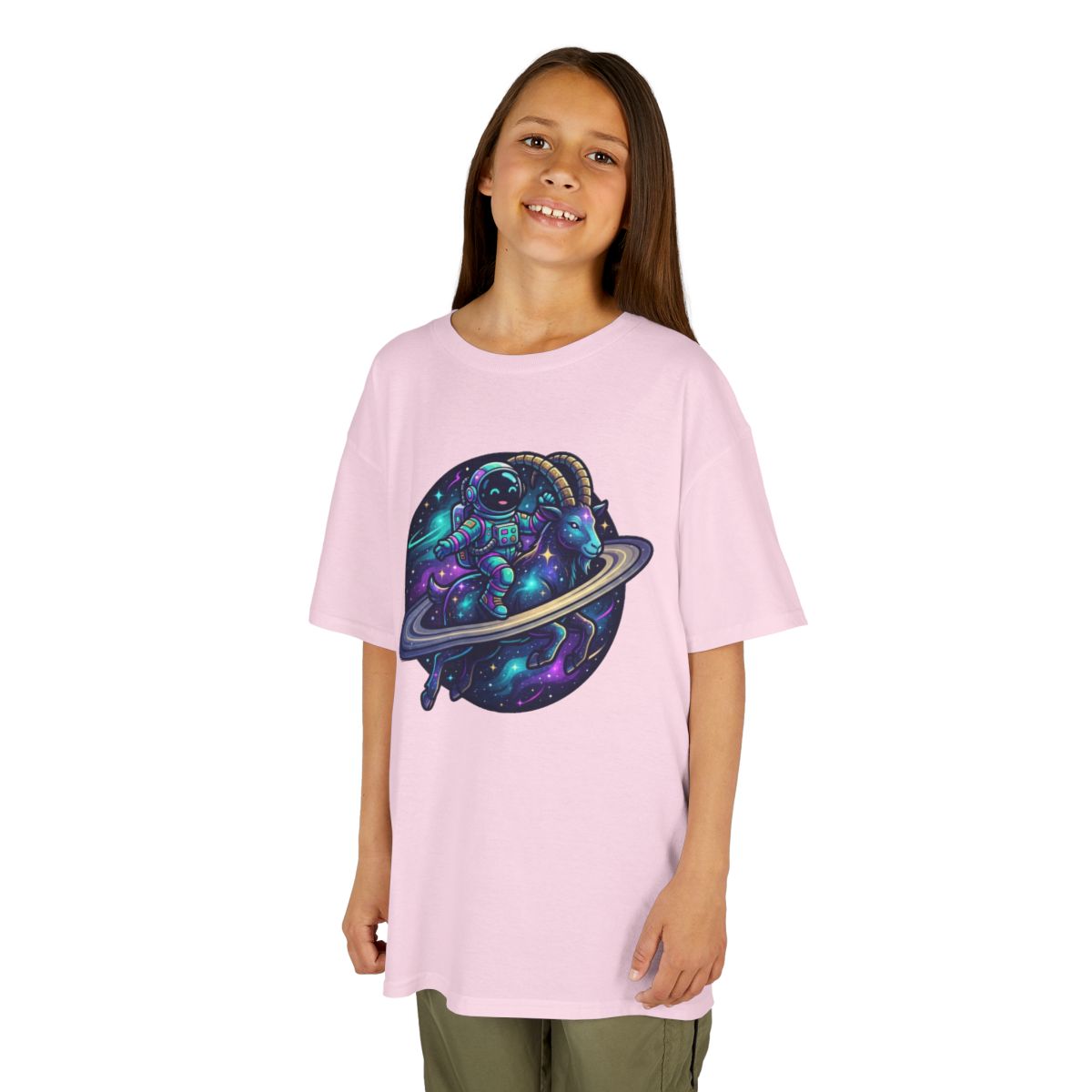 Color: Light Pink | Space Explorer Capricorn Kids Tee