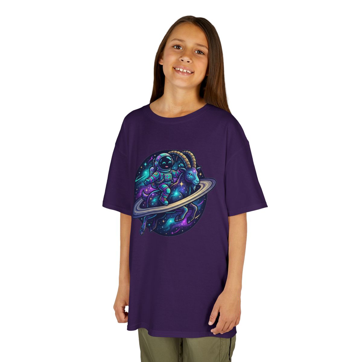 Color: Purple | Space Explorer Capricorn Kids Tee