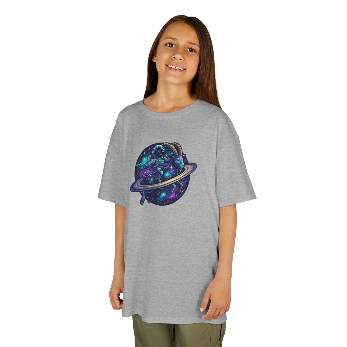 Color: Sport Grey | Space Explorer Capricorn Kids Tee