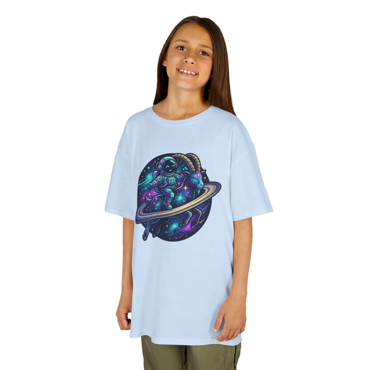 Color: Light Blue | Space Explorer Capricorn Kids Tee