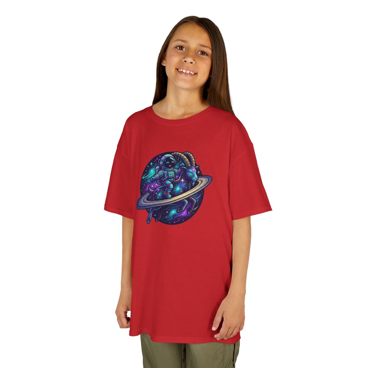 Color: Red | Space Explorer Capricorn Kids Tee