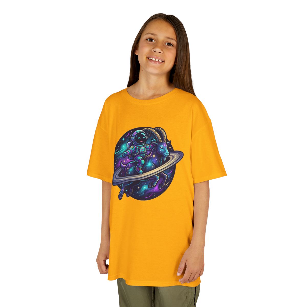 Color: Gold | Space Explorer Capricorn Kids Tee