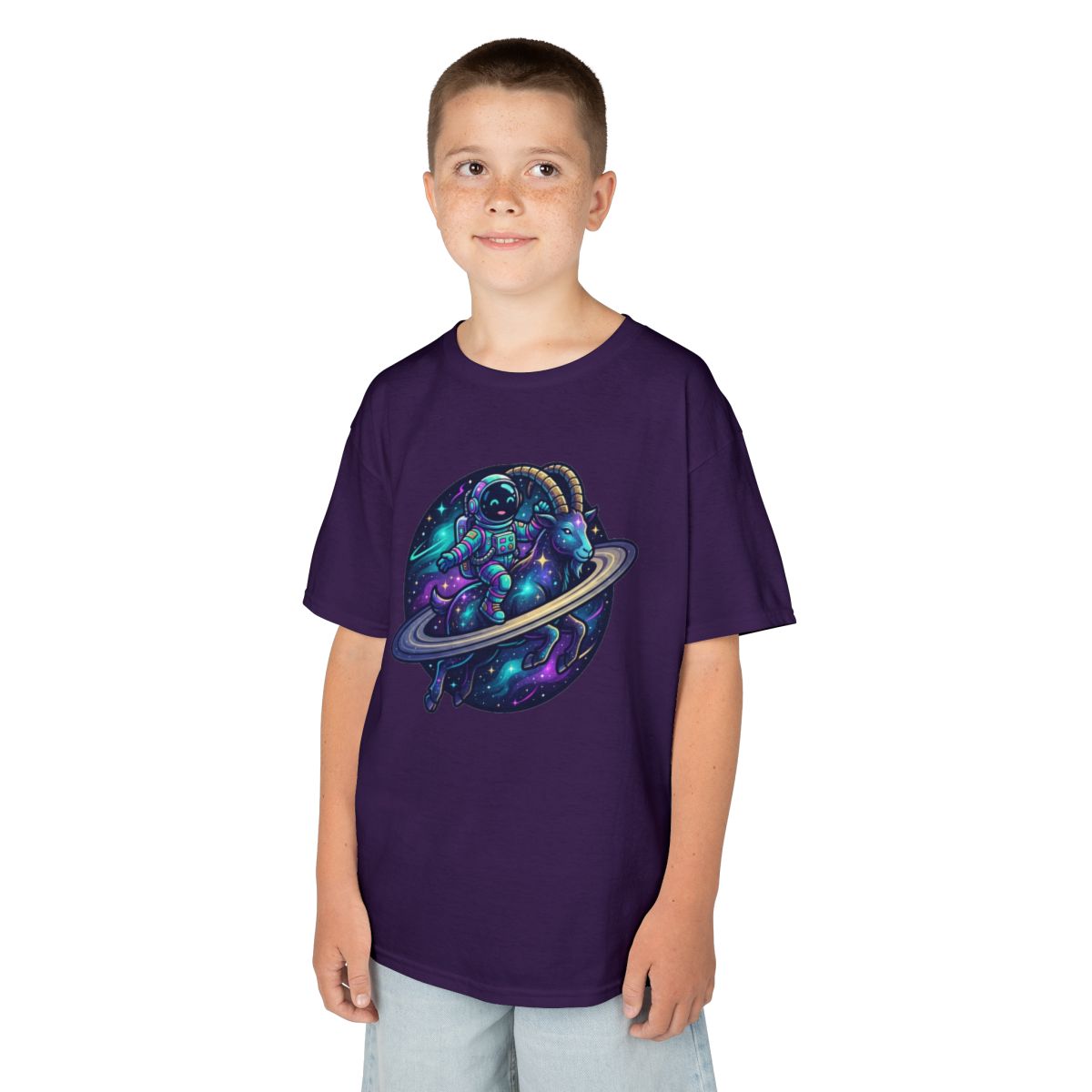 Color: Purple | Space Explorer Capricorn Kids Tee