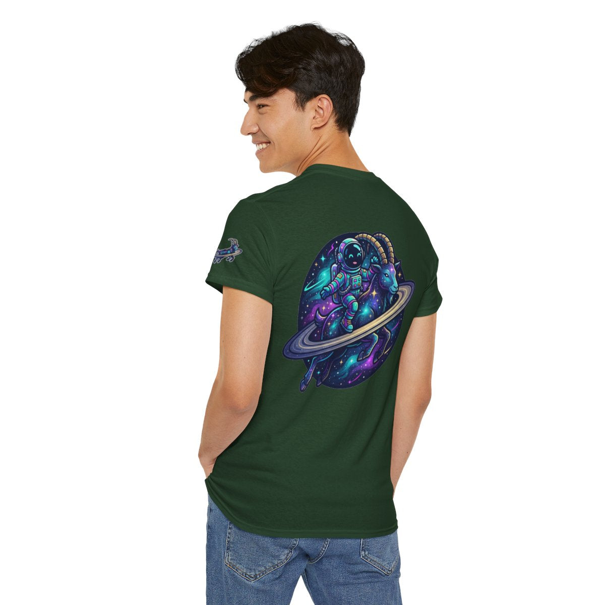 Color: Forest Green | Space Explorer Capricorn Premium Graphic Tee